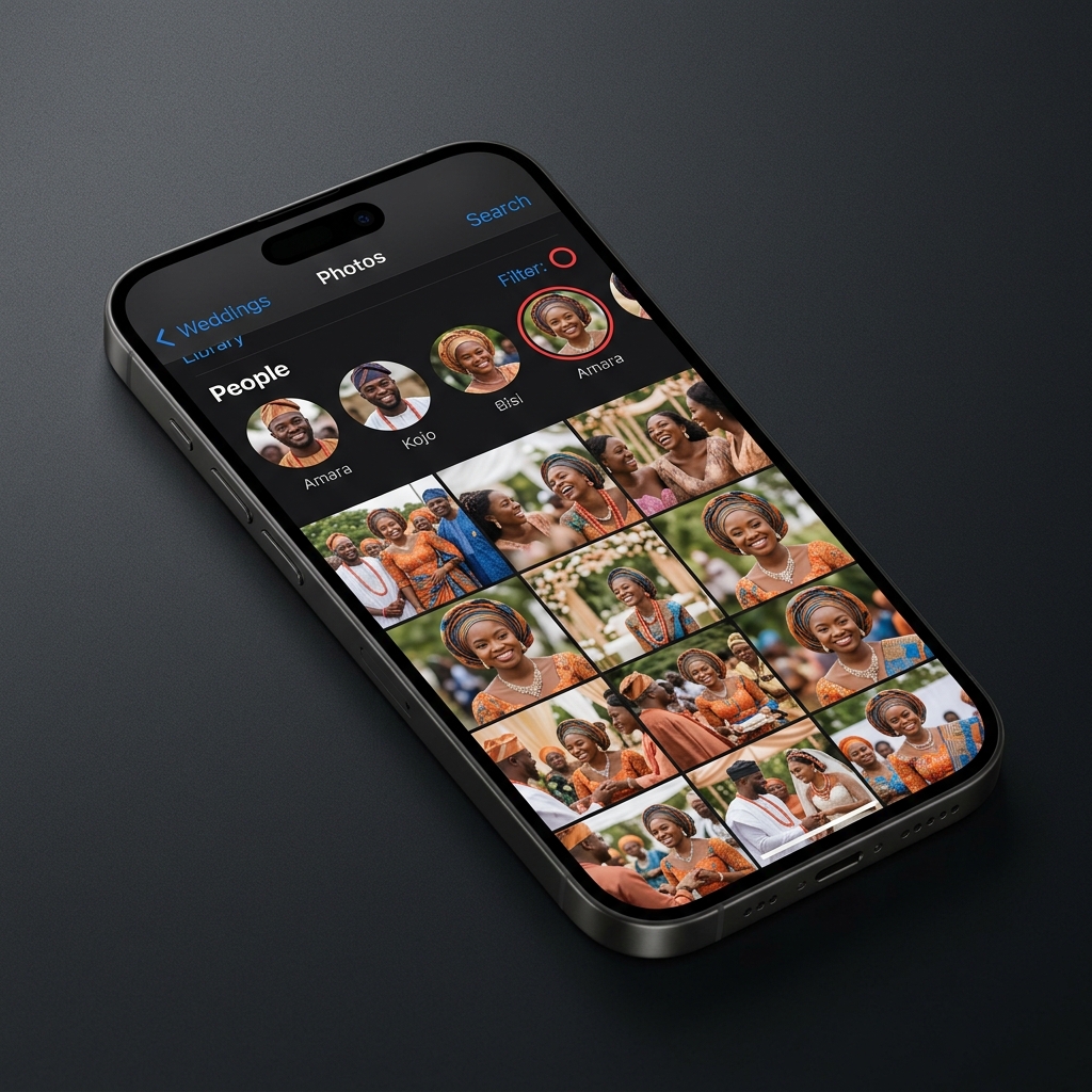 People face detection filter feature on angled iPhone